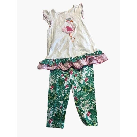 Goodlad Flamingo Outfit Set Infant Girls Size 24 months PAlm Ruffle Sleeve - Picture 1 of 6